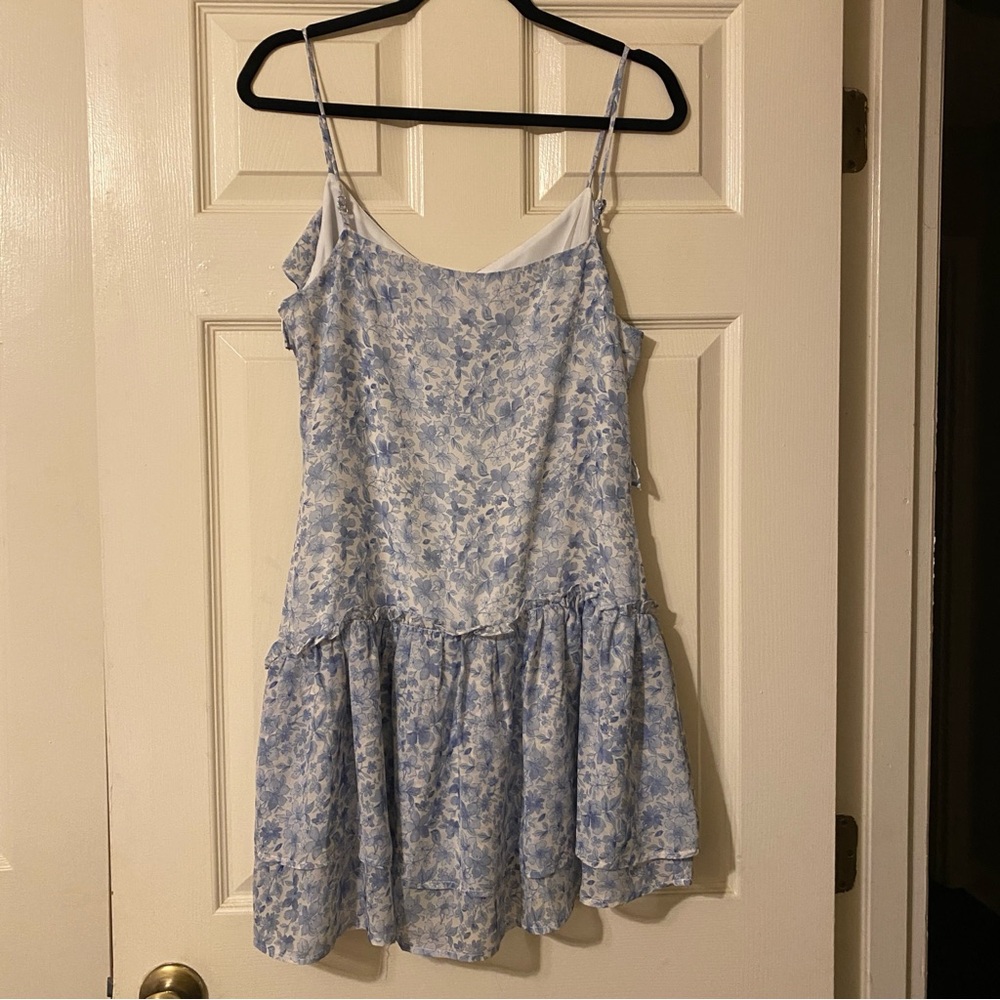 Floral Blue Ruffle Dress - Picture 6 of 10